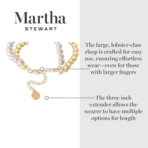 Martha Stewart Two Strand Pearl and Gold Ball Bracelet, 7 Inches For Women3