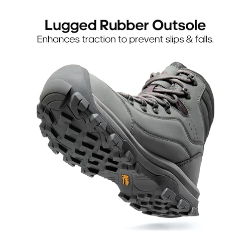 Image of NORTIV 8 Waterproof Women's Hiking Boots | Genuine leather hiking boots with shock-absorbing EVA arch support, anti-slip rubber outsoles, and durable toe protection