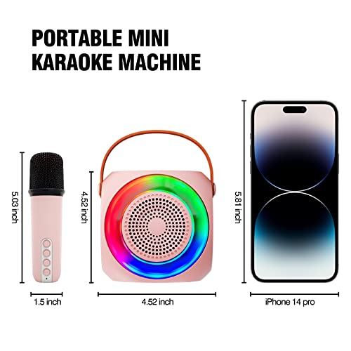 Micpioneer Mini Karaoke Machine For Kids, Portable Bluetooth Karaoke Speaker With 2 Wilreless Microphones And Led Lights For Home Party, Birthday Gifts For Boys/Girls(Pink) #TOP2