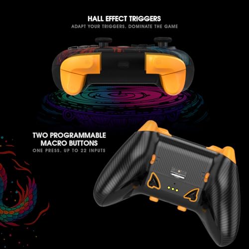 Image of Cosmic Byte Drakon Tri-Mode Controller with Charging Dock, TMR Joysticks, Mechanical Buttons, RGB Lighting, Macro Keys, Trigger Locks, Carrying Case, Interghangeable Top, Gyro, Dual Vibration, PC Software Support (Black)