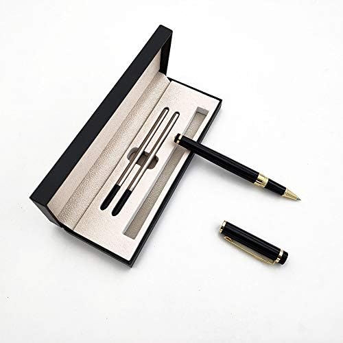 Accod Metal Ballpoint Pen Business Rollerball Pen Signature Pen with Two 0.5MM Black Universal Pen Refills,Gift Pen for Colleagues and Family,Gift Boxed (Black)