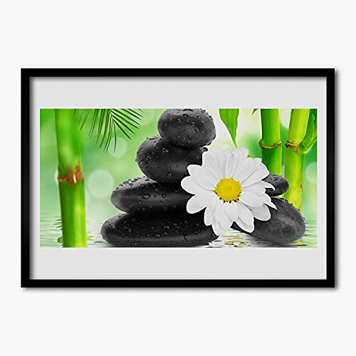 Affiche encadrée 70x50 cm Tulup fleur de marguerite et bambou pour déco murale