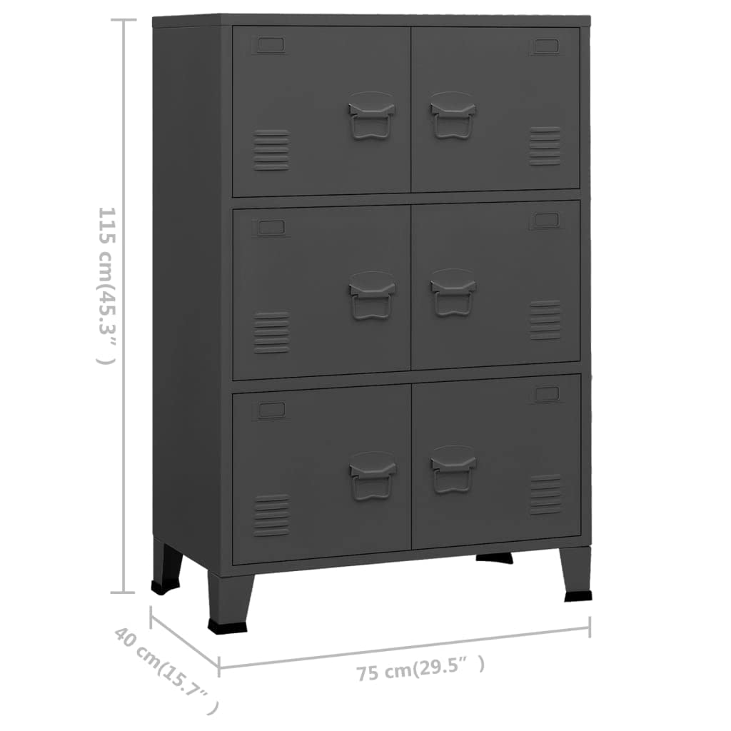 Willood Armario Industrial Documentos Oficina Despacho Archivos Estudio Almacenamiento Muebles Estante Metal Gris Antracita 75x40x115 cm