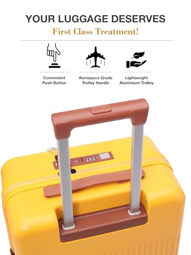 Image of FUR JADEN The Aviator TechPro 55cm German Polycarbonate Travel Luggage Cabin Suitcase with USB Port, Laptop Compartment, 8 StealthTech Shock Absorbing Wheels, TSA Lock (Sunflare, Cabin 20 inch)
