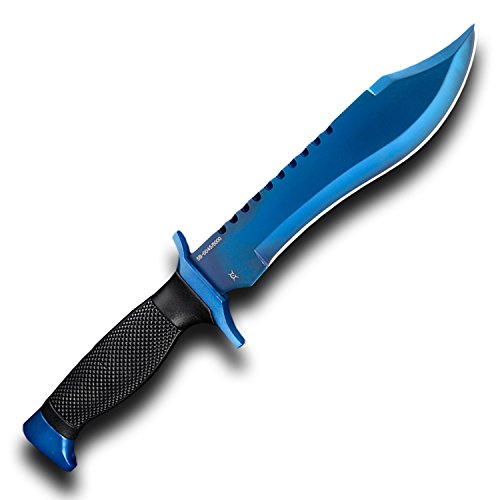 FadeCase Bowie Blue Steel - Real CSGO Knife Skin Counter Strike Global Offensive Full Tang Fixed Blade with Blade Sheath