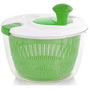 Zulay Kitchen Salad Spinner Large 5L Capacity – Manual Lettuce Spinner With Secure Lid Lock & Rotary Handle – Easy To Use Salad Spinners With Bowl, Colander & Built-in Draining System (Green)