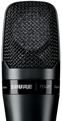 Shure PGA27 Condenser Microphone - Large-Diaphragm Side-Address Mic for Vocal/Acoustic Recording and Live Performance, with Cardioid Pick-up Pattern, Shock Mount and Carrying Case, No Cable (PGA27-LC)
