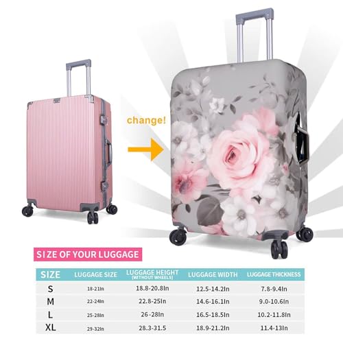 Plant Floral Flowers Printed Luggage Cover Elastic, Washable, Universal Fit 18-32 Inch Travel Suitcase Cover Easy To Identify 6