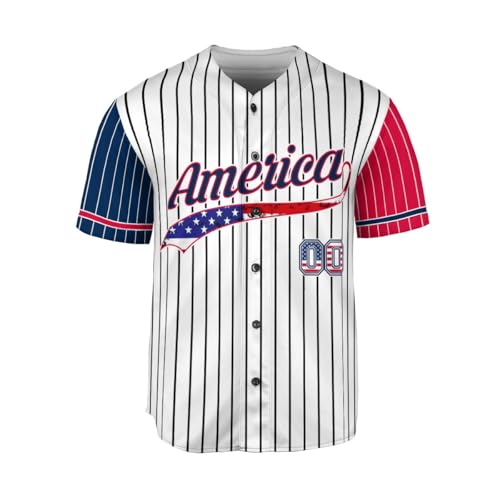 Personalized USA Baseball Jersey for Men, American Flag Shirt USA Baseball Jersey for 4th of July, Independence Day Shirt miniatura 3
