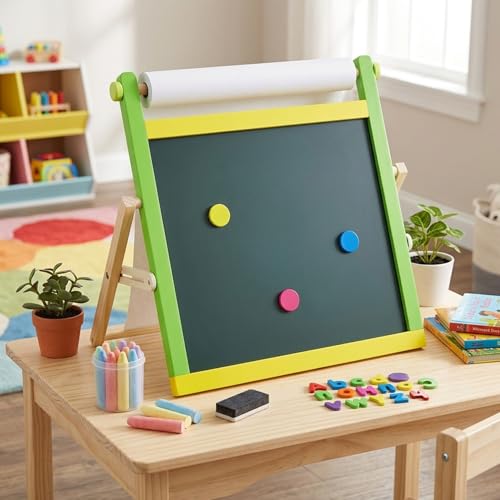 Tableau à craie pour enfants avec chevalet de table double face