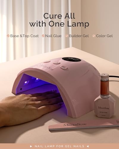 Image of MelodySusie Compact Advanced UV LED Nail Lamp, P-Plus30F Nail Dryer with 3 Timers & Smart Sensor Cures All Gels, Especially Rhinestone Glue, Solid & Liner Gel Polishes for Advanced DIY at Home Pink
