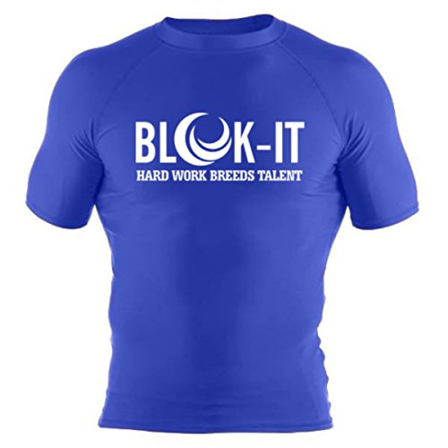 Blok-iT Camiseta contra Raspones Diseñada para Aumentar su Fuerza Muscular, Mejorar la Resistencia y Protegerlo contra Raspones, Cortes y Raspaduras (Azul, Grande)