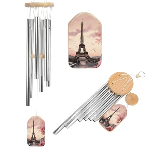 Outdoor Wind Chimes, Romantic Paris Tower Printed Wind Chimes,Simple Wind Chimes,Curtain Wind Chimes for Home Decoration