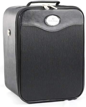 Small Wig Travel Box with Top Handle, Shoulder Strap & Double Zipper, Carrying Case with Removable Head-Holding Base - Black