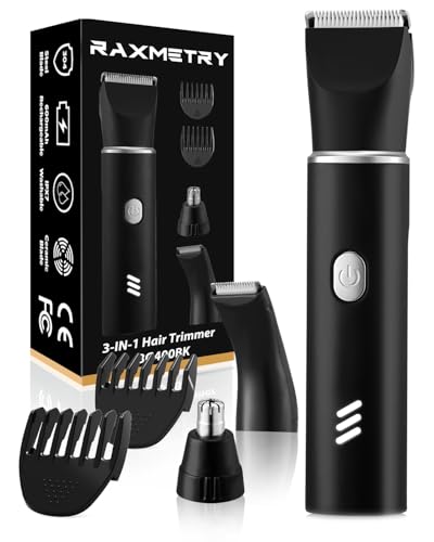 RAXMETRY Body Hair Trimmer for Men-Manscape 3 in 1 Electric Razor Groin Groomer,IPX7 Waterproof,Versatile Hair Trimmer for Ball/Pubic/Chest/Beard/Nose,USB-C Rechargeable,Gifts for Him Dad,BlackSilver
