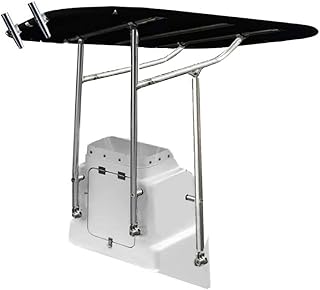 Krypt Towers Smart Center Console Mounted T Top for Boats, Directly Attaches - No Feet, 2" Tubing, Canopy Dimensions 63" X 52", Adjustable Height and Width