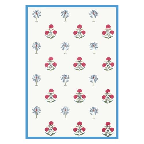 Image of BLOCKS OF INDIA 200TC Diwan Set Cotton 8 Piece | Deewan Printed Bedsheet Sets for Living Room Hall (Set of 8 Piece, 1-Bed Sheet | 2-Bolster Cover | 5-Cushion Cover (Open Blue Motif)