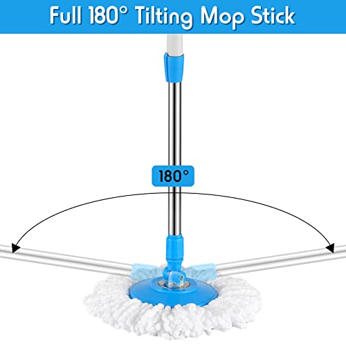 Spin Mop Replacement Handle 360 Degree Spin Mop Pole Handle Replacement Rotating Telescopic Mop Handle Blue Stick For Mop And Head Replacement Spinning Household Cleaning Accessories For Home Cleaning #TOP5