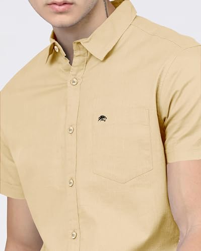 Image of BRUCEWANE Men's 100% Cotton Half Sleeve Shirt