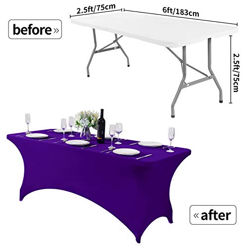 Nappe de table en élasthanne violette 1,8 m pour buffet de fête