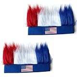 NIISDROP 2 PCS 2026 International Soccer Tournament USA Flag Independence Day Patriotic Wig Headband, Hair Accessory with US Flag for Sports Fans, Game Day Party Supplies, Costume & Celebration