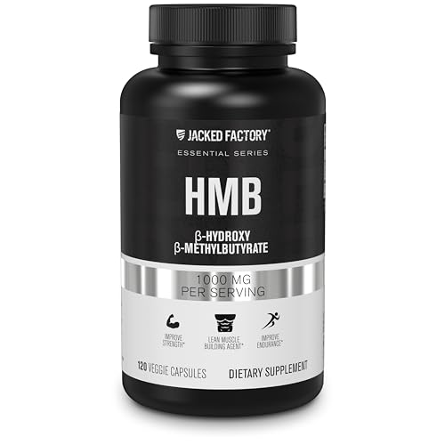 Jacked Factory Essentials HMB Capsules - HMB Supplements for Lean Muscle Growth, Preventing Muscle Breakdown During Calorie-Deficits, & Enhancing Muscle Recovery - 120 Veggie Capsules