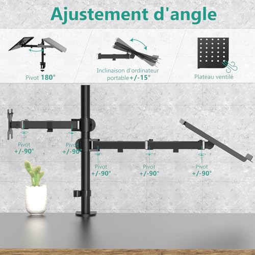 Support pour ordinateur portable et moniteur pour bureau epure