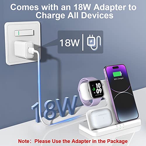 Jargou 3 In 1 Wireless Charging Station Wireless Charger For Iphone 14 13 12 11 Pro Max/X/8 Charging Station For Apple Watch Ultra Se 8 7 6 5 4 3 2 For Airpods 2/3/Pro/Pro 2 #TOP4