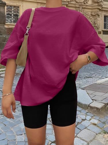 Image of Trendy Queen Womens Oversized T-Shirts Short Sleeves Workout Tops | Casual Summer Gym Tees Plus Size Fashion Clothes 2026