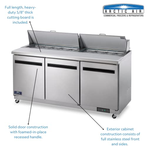 Arctic Air Ast72R 71.5-Inch 3-Door Refrigerated Sandwich/Salad Prep Table, 115V #TOP1