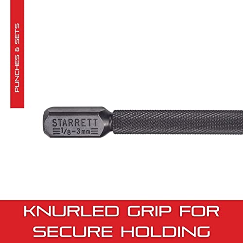 Starrett Nail Set With Large Square Head, Beveled End And Knurled Grip For Secure Holding - Hardened And Tempered Steel, 4" Length, 1/8" Punch Diameter - 800D #TOP3
