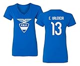 National Soccer 2021 Ecuador #13 Enner Valencia South American Cup Womens Vneck T-Shirt (Royal, Medium)