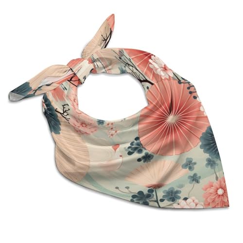 ducanll Japanese Pattern Fashion Silk-Like Bandanas Umbrella Flower Unisex Head Wrap Square Scarf Wristband for Bachelorette Party Dresses Wedding Party - 25