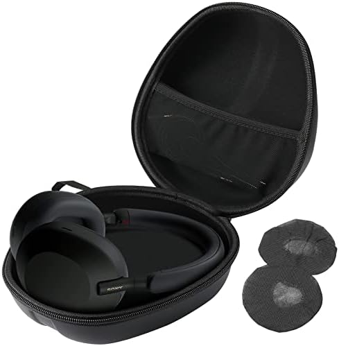ProCase Headphone Case for Sony Beats Bose JBL JVC Panasonic Mpow, Audio Technica and More, Travel Carrying Hard Headphone Case with 2 Earpad Covers for Over Ear Headphones -Black