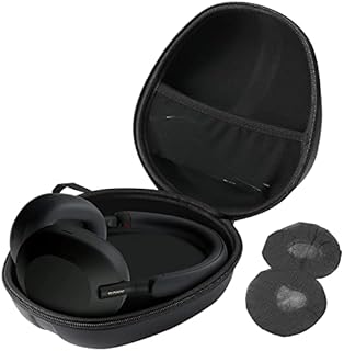 ProCase Headphone Case for Sony Beats Bose JBL JVC Panasonic Mpow, Audio Technica and More, Travel Carrying Hard Headphone Case with 2 Earpad Covers for Over Ear Headphones -Black