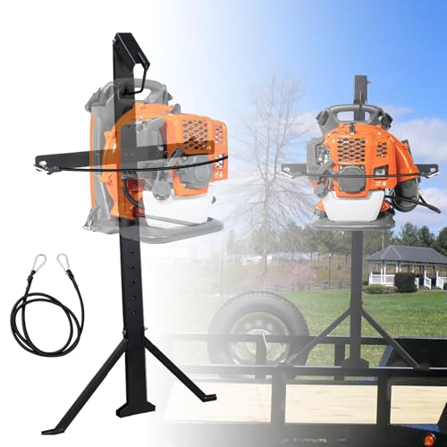SGOLAN Backpack Blower Rack for Trailer with Anti-Theft Lock Holes Leaf Blower Rack Holder with Adjustable Base Blower Holder Fits 10-21 Blower Blower Rack for Open Trailers Landscape Truck
