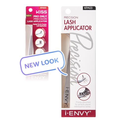 iENVY by Kiss Lash Applicator Tool, Precision Professional DIY Fales Eyelashes Extension Tweezers, Stainless Steel Curved Design for Individual, Cluster, Trio, Strip Lashes (Silver)