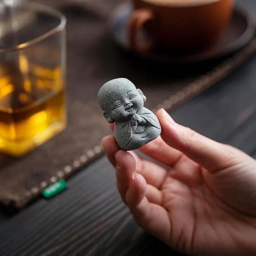 Estatua Buda Sonriente Pequeña de Piedra Natural Zen miniatura 6