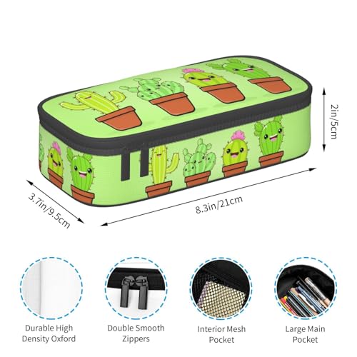 Image of Kawaii Cactus Plant Pots Large Pencil Case, Pencil Pouch With Zipper Compartments Stationery Pencil Bag For Kids Teens Students School Supplies