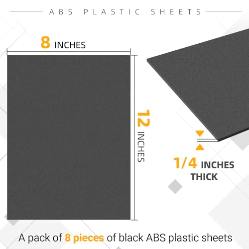 Image of CALPALMY (8-Pack) Black ABS Plastic Sheet 1 /4 inch (6mm) Thick - 8 inch x 12 inch Textured ABS Sheet - Bendable Plastic for Crafts and DIY Decors - Matte Back Surfaces