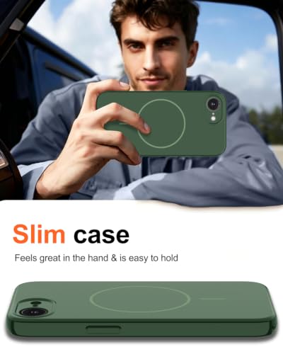 Image of Magnetic for iPhone 17e Case /iPhone 16e Case,Shockproof Matte Case,Green | with Screen Protector,Compatible with MagSafe,Military Grade Drop Protection,Full Camera Protection,Non-Slip Design Cover
