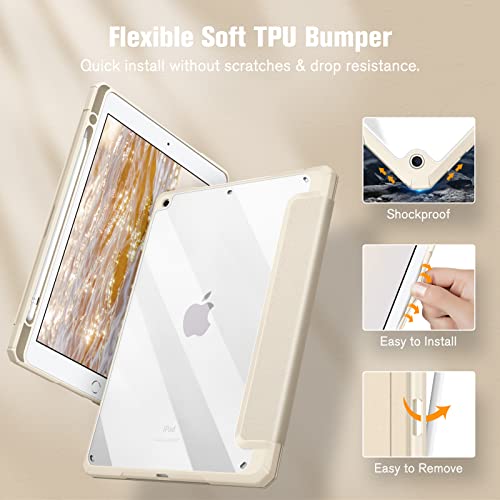 Image of Fintie Hybrid Slim Case for iPad 9th / 8th / 7th Generation (2021 / 2020 / 2019) 10.2 Inch - [Built-in Pencil Holder] Shockproof Cover with Clear Transparent Back Shell, Auto Sleep Wake, (Starlight)