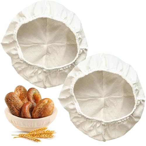 Zioyane 2 Piezas De Forro De Tela Redondo Para Cesta De Fermentación, Forro De Tela De Algodón Y Lino Para Cesta De Pan, Accesorio Para Horneado Y Fermentación De Masa Madre Banneton.