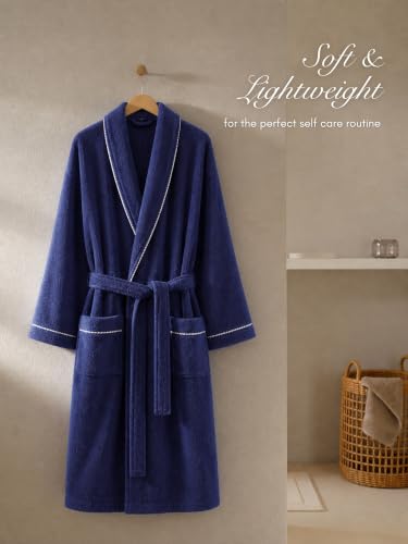 Image of RANGOLI Sunshine 100% Cotton Bathrobes For Women, 500 GSM Free Size Bath Robe With Rope,Ultra-soft, Lightweight & Highly Absorbent Luxurious Bath Gown /Bath Robe