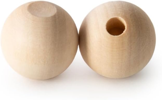 50 Pcs, Wooden Toy Parts Wood Ball Dowel Caps 1-1/2" Ball with 3/8" Hole
