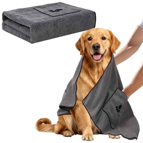ATONET Microfiber Dog Towel with Pockets
