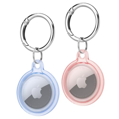 leizhan AirTag�p�L�[�����O�P�[�X�i2�Z�b�g�j�A�q���E�����b�N�E�y�b�g�p��֌����Ϗ���TPU�L�[�����O�i�s���N/�u���[�j