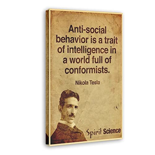 Vintage Posters Art Nikola Tesla Quote Poster Canvas Poster Wall Art Decor Print Paintings For Living Room 24X36Inch(60X90Cm) Frame-Style #TOP9