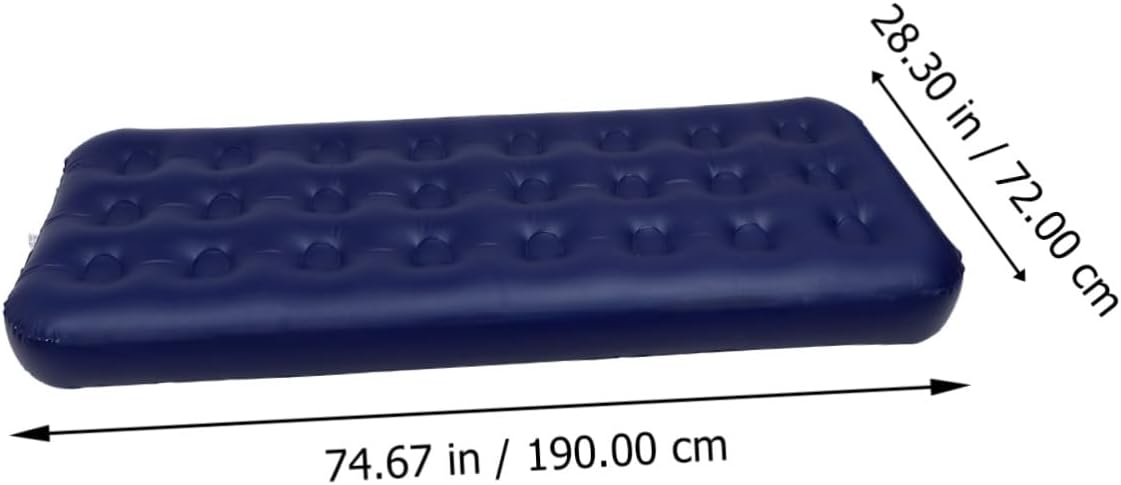 TEHAUX Single Inflatable Air Mattress Bed Camping Sleeping Cushion Portable Foldable Flocking PVC Outdoor Travel Tent Airbed for Hiking and Home Use