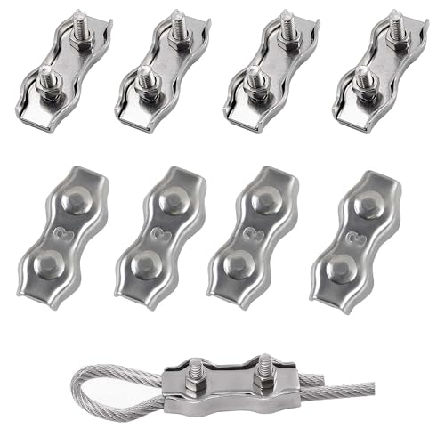 huruirui M3 Presillas Cable Acero Abrazaderas De Cable 304 Inoxidable Dúplex Clips Wire Rope Clips Tensor Cuerda Tendedero Para Cable De Acero 3mm Cuerda 8pcs